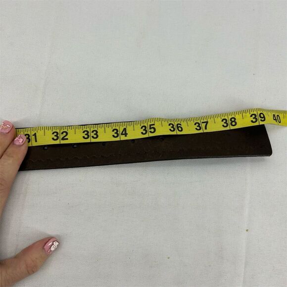 GUESS Woman's Brown Leather Belt w/ Turquoise Buckle Size Large Western Vintage - Picture 15 of 16